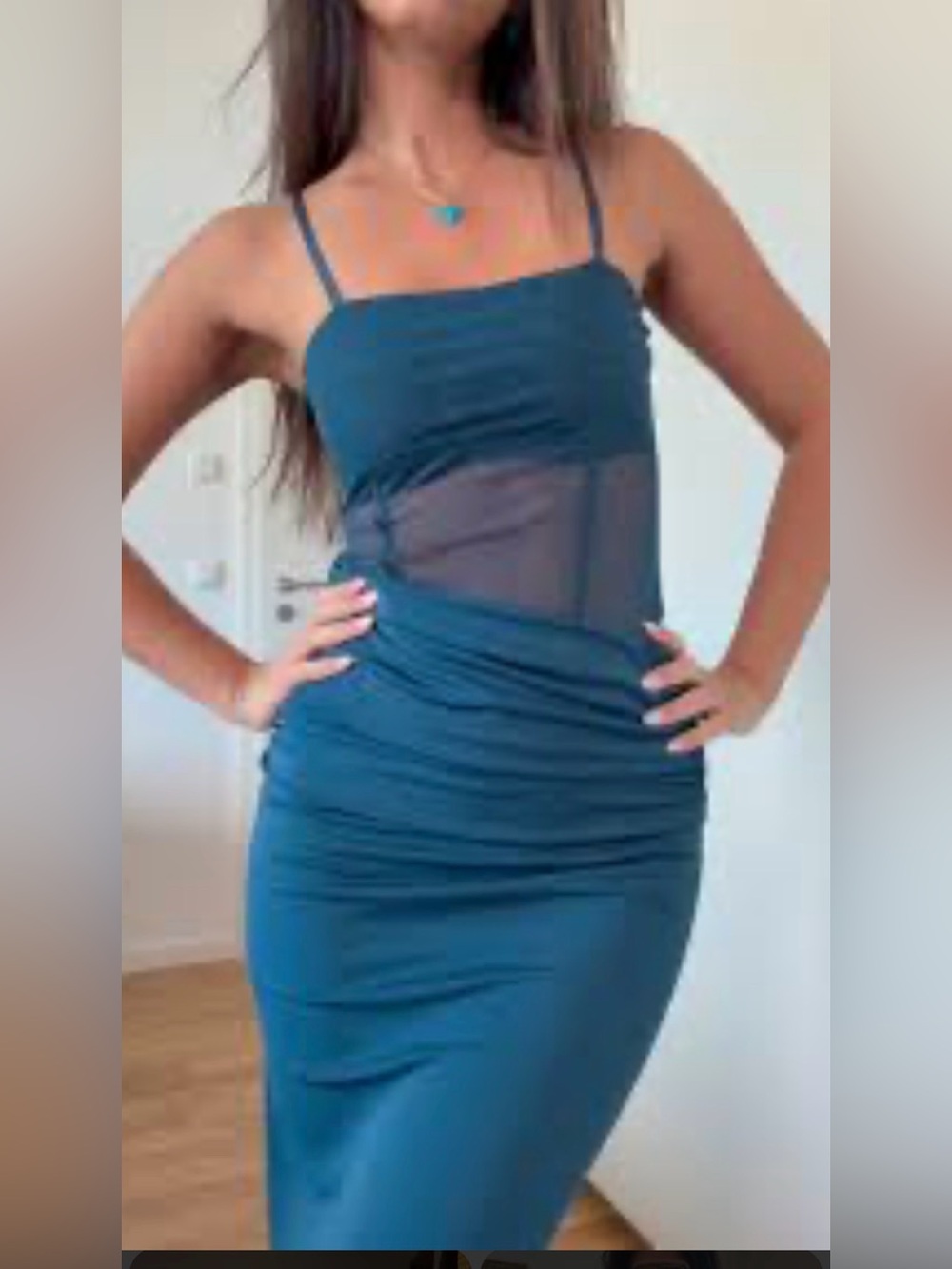 Zara Blue Denim-Look Top with Black Trim
